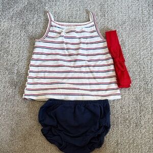 Carter's Red and White Striped Tank with Navy Bloomer